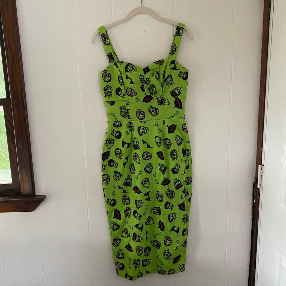 Pinup Girl Clothing Gloria Dress - Monster Print, Size - Medium